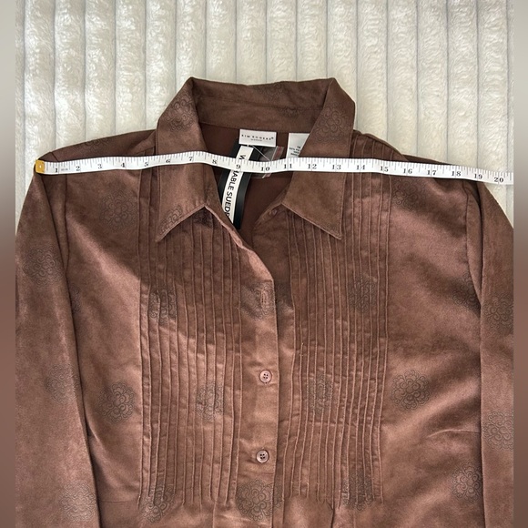 Brown Faux Suede Button-up by Kim Rogers - Picture 2 of 6